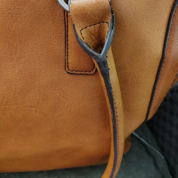 👜 Vintage Merona Cognac Vegan Leather Tote Bag - Picture 7 of 11